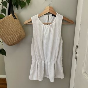 J. Crew White Swiss Dot Sleeveless Peplum Top! Size XS!